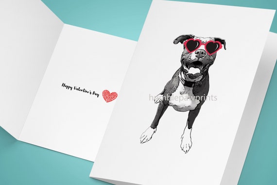 Instant Download Digital File Pitbull Valentine Card Dog | Etsy