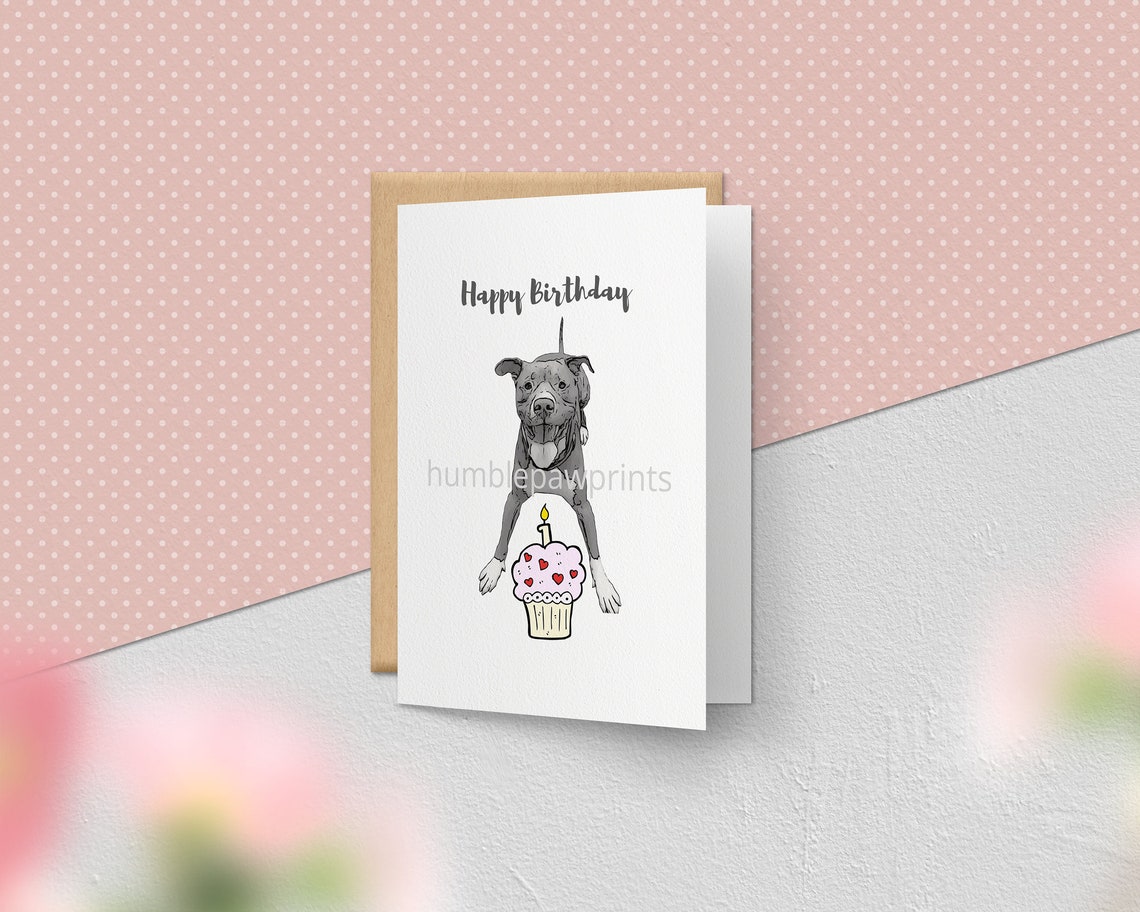 Instant Download Digital File | Pitbull Birthday Card | Dog Birthday ...