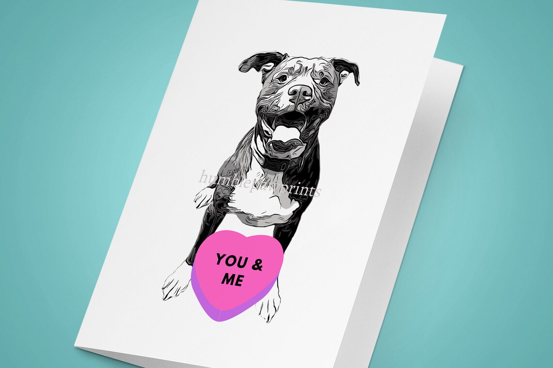 Instant Download Digital File | Pitbull Valentine Card | Dog Valentine's Day Card| 5x7 Greeting ...