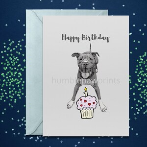 Instant Download Digital File | Pitbull Birthday Card | Dog Birthday ...