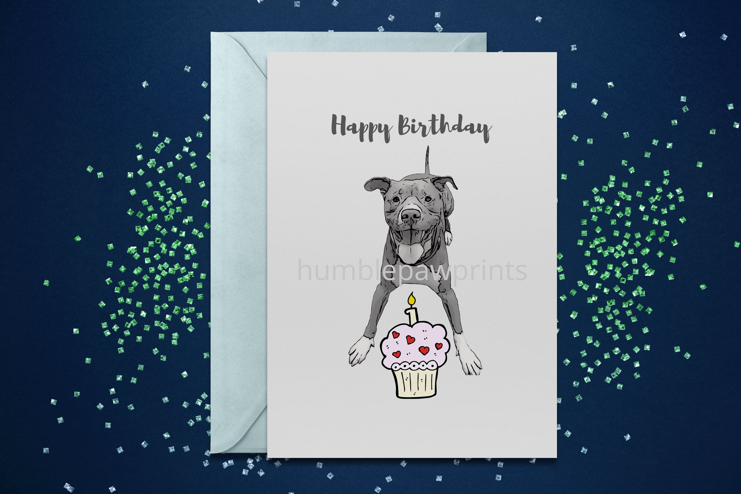 Instant Download Digital File | Pitbull Birthday Card | Dog Birthday ...