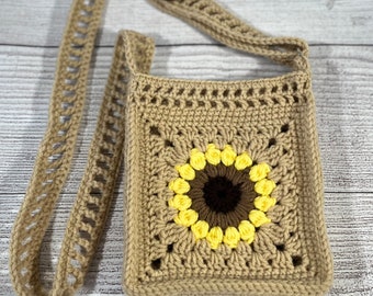 Crossbodytas zonnebloem met verstelbare riem
