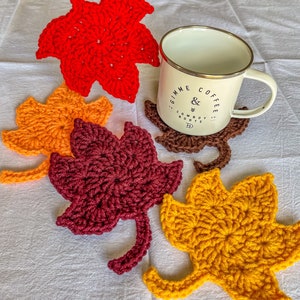 Fall leave coaster set of 5