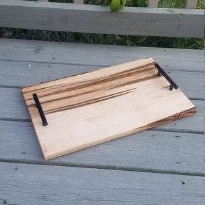 WOOD SERVING TRAY, Wood Ottoman Tray, wooden serving tray with handles, wooden cutting board, unique serving tray