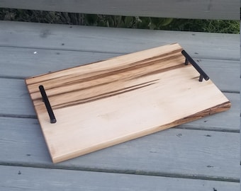 WOOD SERVING TRAY, Wood Ottoman Tray, wooden serving tray with handles, wooden cutting board, unique serving tray