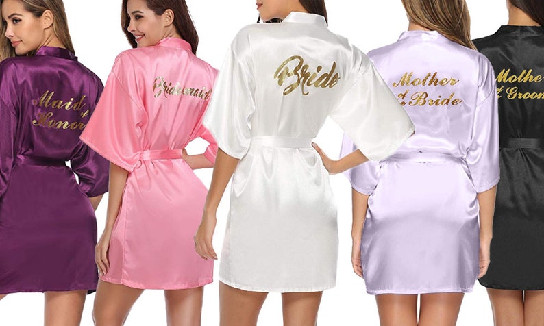 Personalised Wedding Robes for Bride, Bridesmaid, Maid of Honor, Mother of the Bride, Mother of the Groom . Wedding Bridal Party Wear. image 1