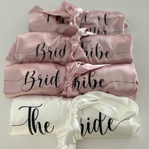 Personalised Lace Trim Robes for Bride or Bridesmaid. Wedding Bridal Party Wear. Maid of Honour, NEXT DAY DISPATCH Blush Pink, White image 8