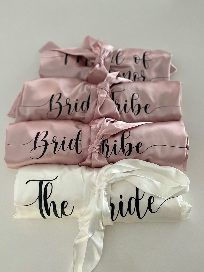 Personalised Lace Trim Robes for Bride or Bridesmaid. Wedding Bridal Party Wear. Maid of Honour, NEXT DAY DISPATCH Blush Pink, White image 8