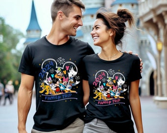 Disney Family Trip 2024 Mickey Minnie T-Shirt! Mens, Womens and Kids. Black - Tops, Personalise. Disneyland Disneyworld Shirt Tee,Custom