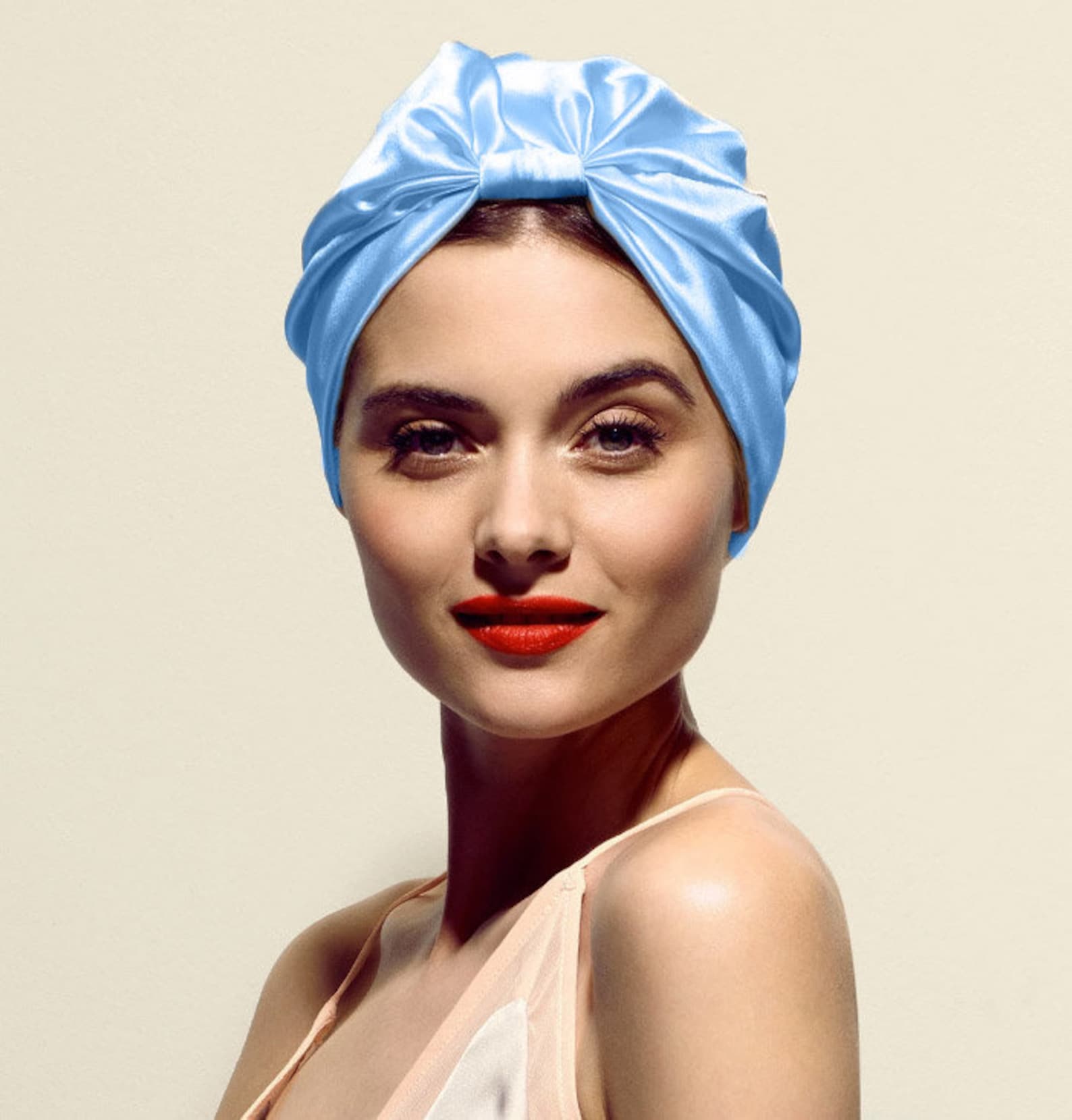 Pure Mulberry Silk Hair Turban double lined blue Head Etsy