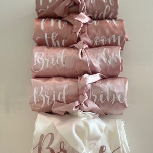Personalised Lace Trim Robes for Bride or Bridesmaid. Wedding Bridal Party Wear. Maid of Honour, NEXT DAY DISPATCH Blush Pink, White image 9