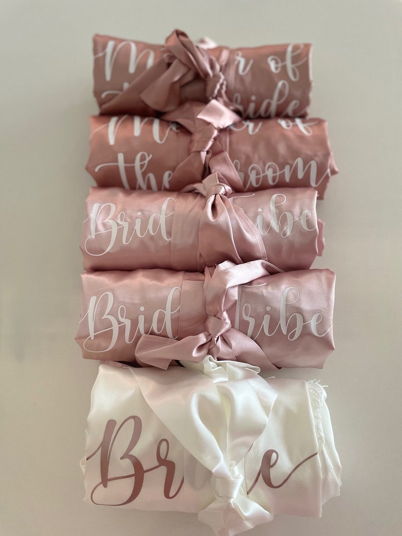 Personalised Lace Trim Robes for Bride or Bridesmaid. Wedding Bridal Party Wear. Maid of Honour, NEXT DAY DISPATCH Blush Pink, White image 9