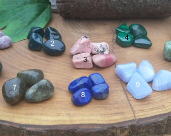 Tumblestones | Gemstones | Lapis lazuli Malachite Blue Lace Agate Howlite Lepidolite | Mini crystals | UK seller