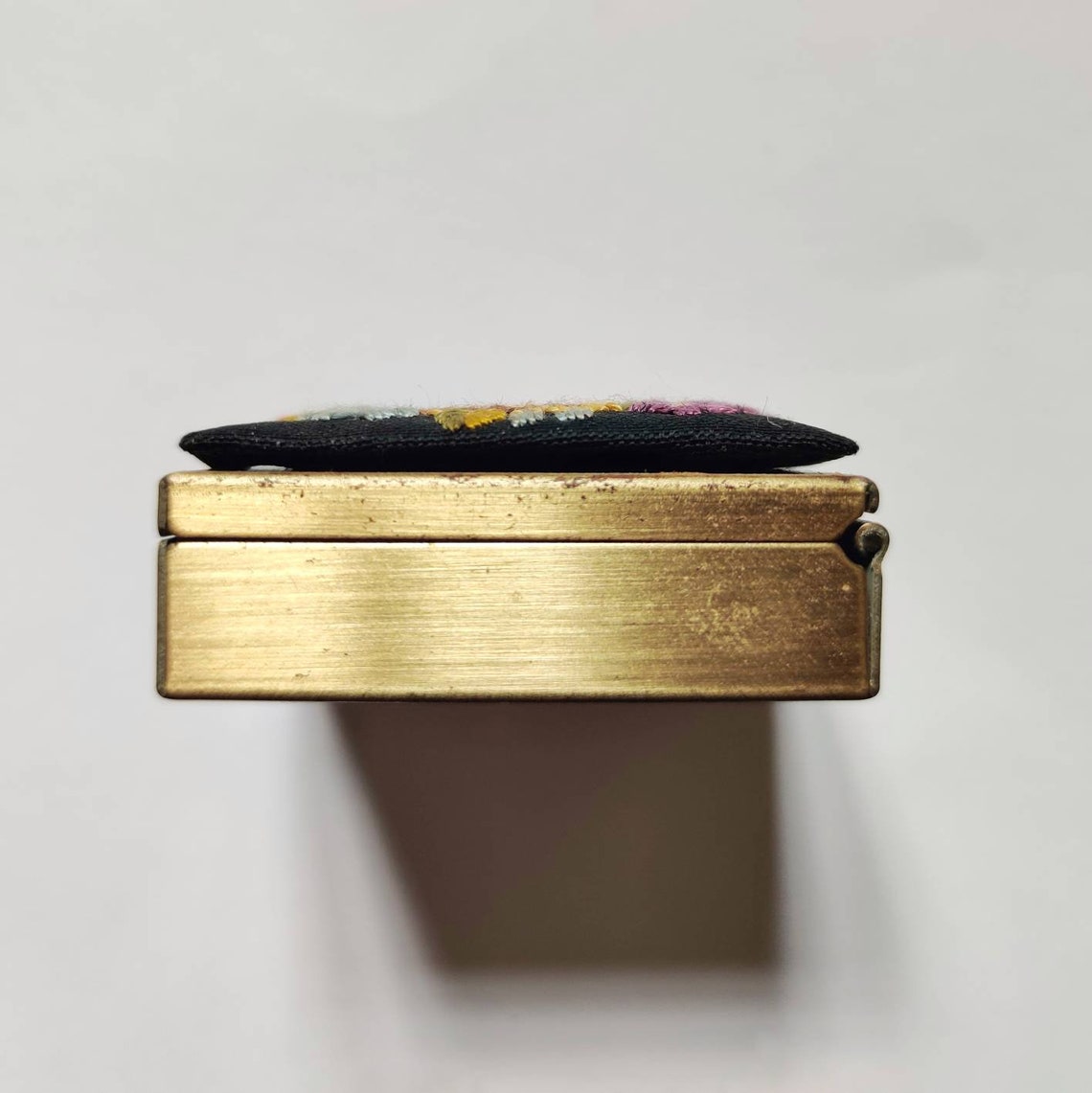 Vintage Embroidered Pill Box Square Petit Point Embroidery Etsy