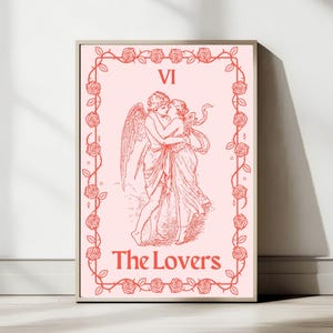 The Lovers Tarot Card Digital Download, wall art, tarot print, tarot reader