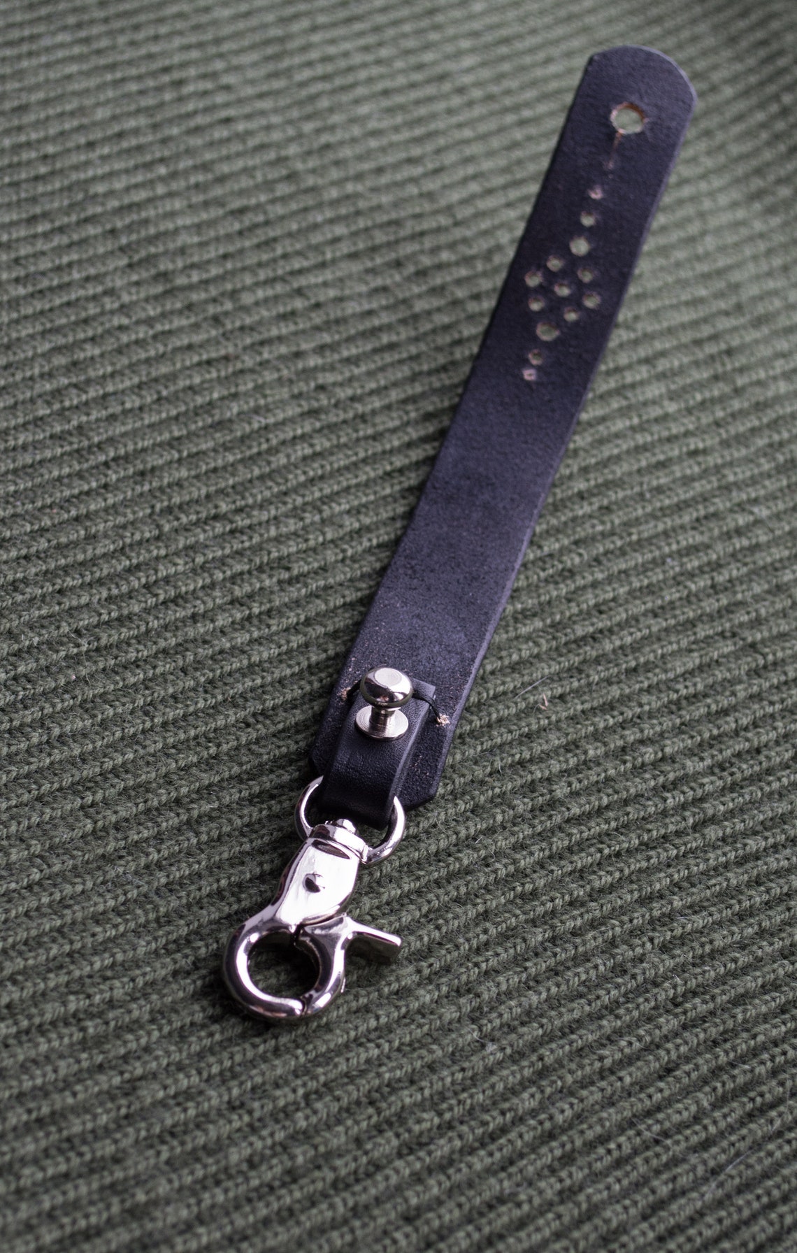 Leather Belt Keychain Key Ring Key Chain Black Leather Etsy