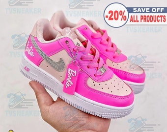 Kids Shoes, Air Force 1 Kids Custom Sneakers, Babie Pink Custom Shoes