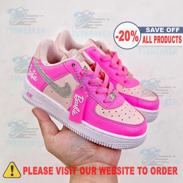 Chaussures pour enfants, baskets personnalisées Air Force 1 Kids, chaussures personnalisées Babie Pink