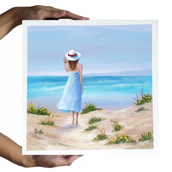 Mini toile de peinture 12 x 12 Wow art, best-sellers, mur de la galerie de la plage, décor de la vie marine, oeuvre d'art nautique, chalet de Laguna Beach