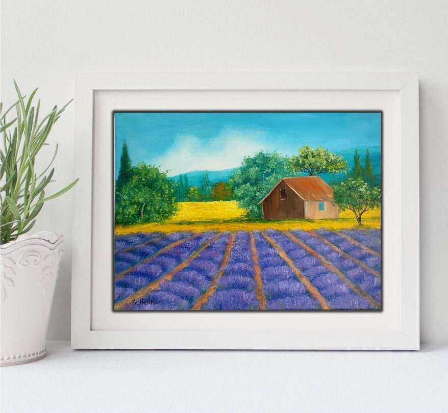 Tuscany Painting Italian Wall Art Lavender Floral Original Oil | Etsy