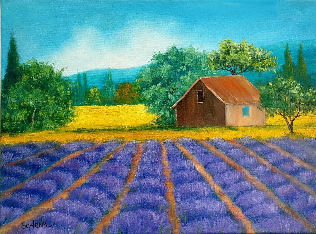 Tuscany Painting Italian Wall Art Lavender Floral Original Oil Painting ...