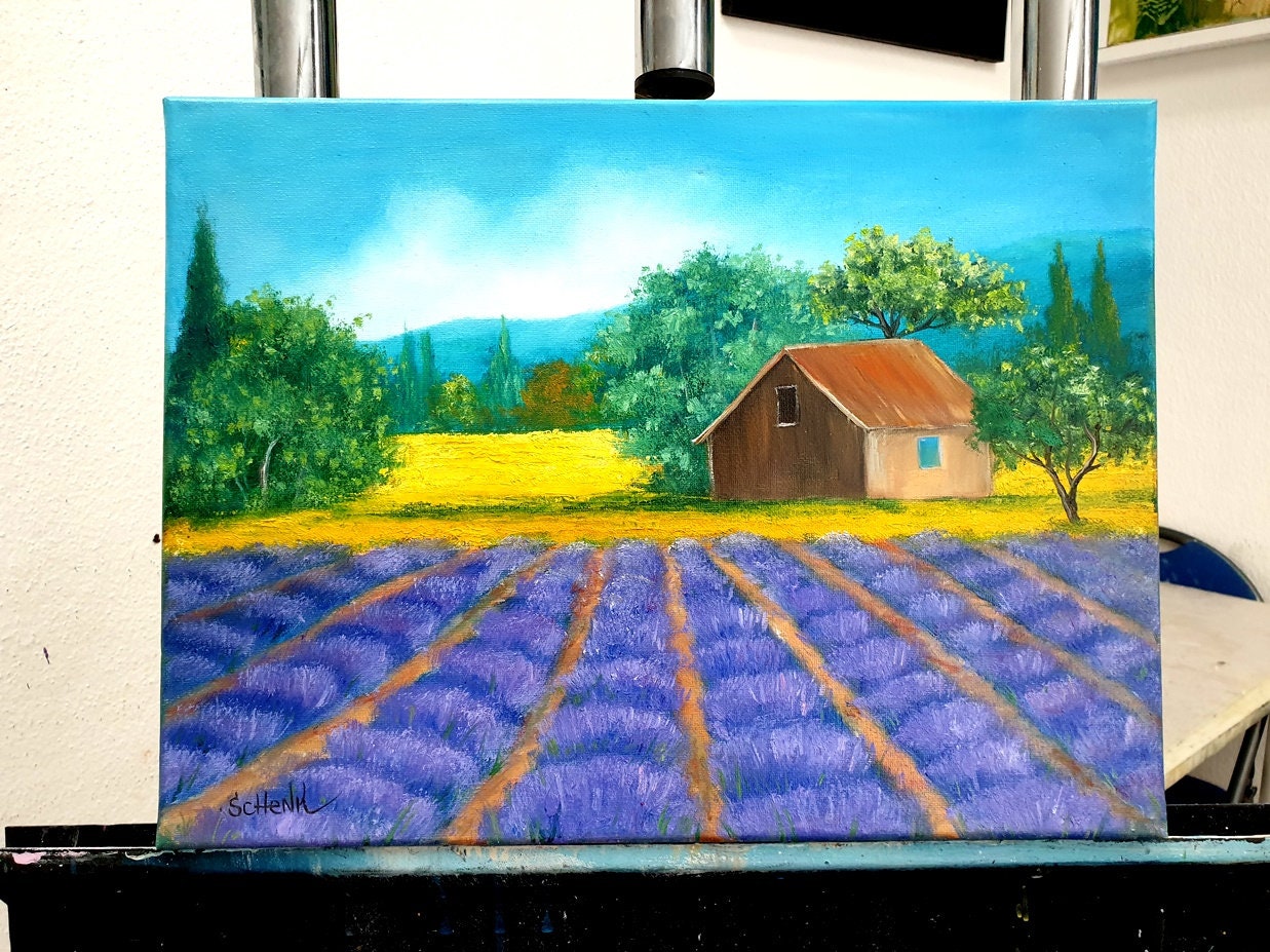 Tuscany Painting Italian Wall Art Lavender Floral Original Oil - Etsy