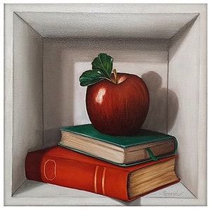 3D 錯覚画 リンゴの壁アート 果物のトロンプ ルイユ画 3D 食品アート キッチン 植物の壁アート 静物画 油絵