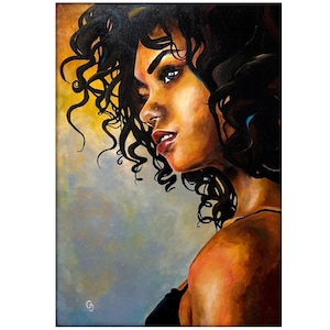 Black girl art painting African American afro woman original canvas art black girl magic African female art black portrait feminism art