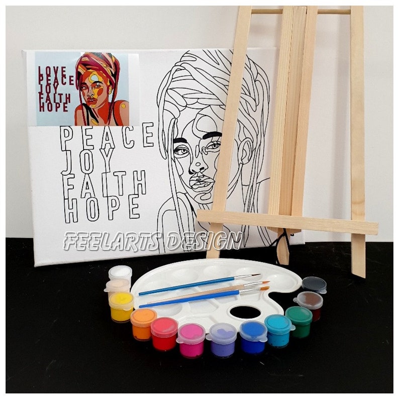 Paint by number kit Paint and sip kit Paint set for adults Etsy