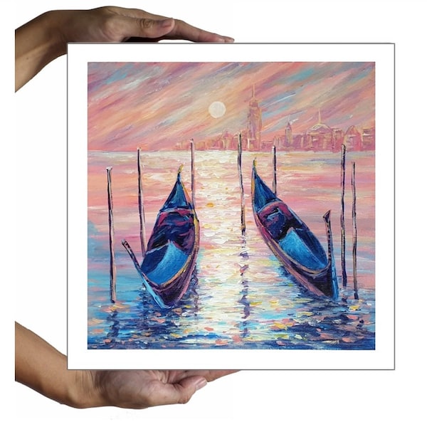 Abend in Venedig Malerei Italien Venedig Gondel Mini Leinwand 12x12 Gemälde Artikel meistverkaufte Kunst wow painting