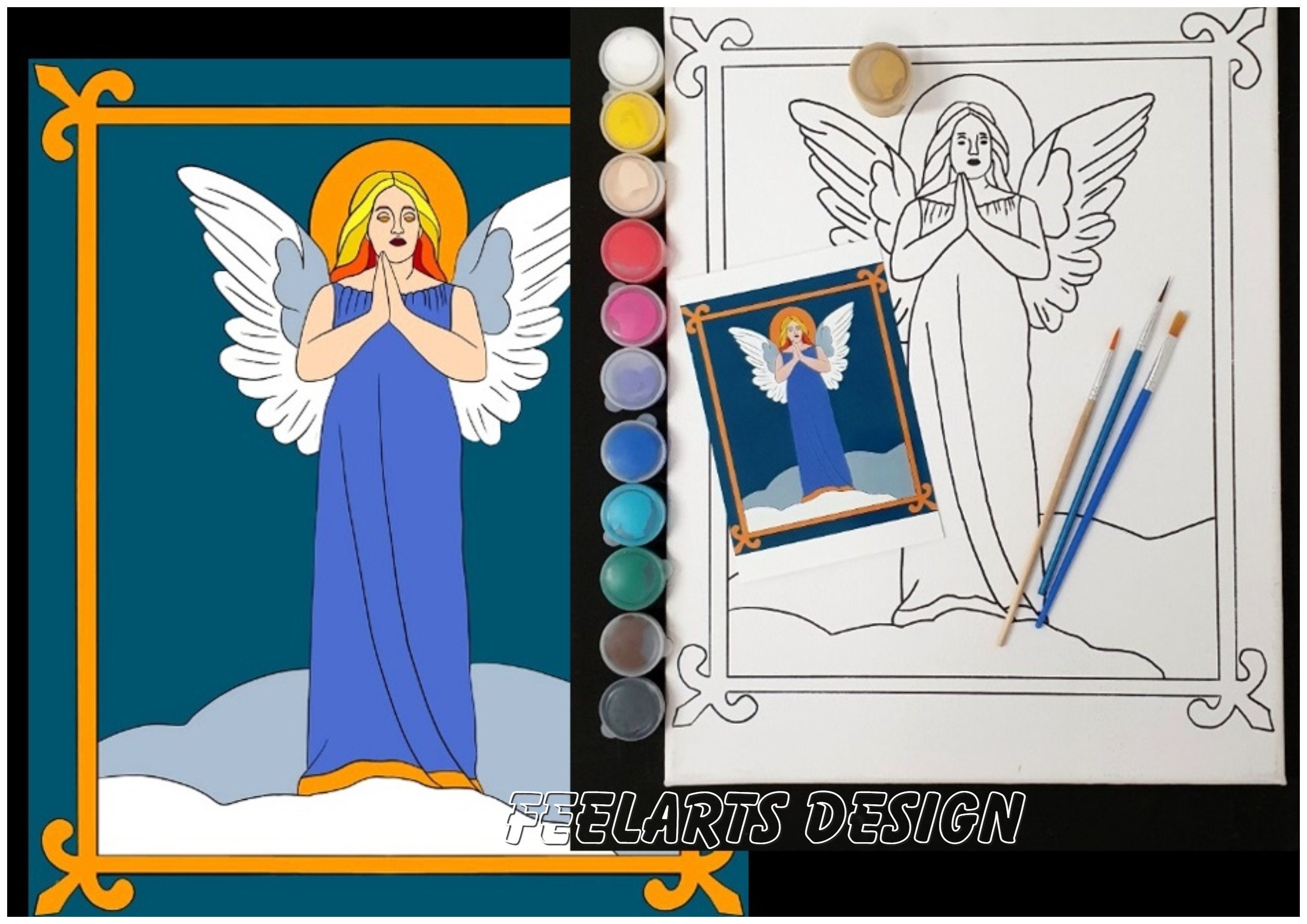Angel Paint by number kit adult Paint and sip set Paint set Etsy