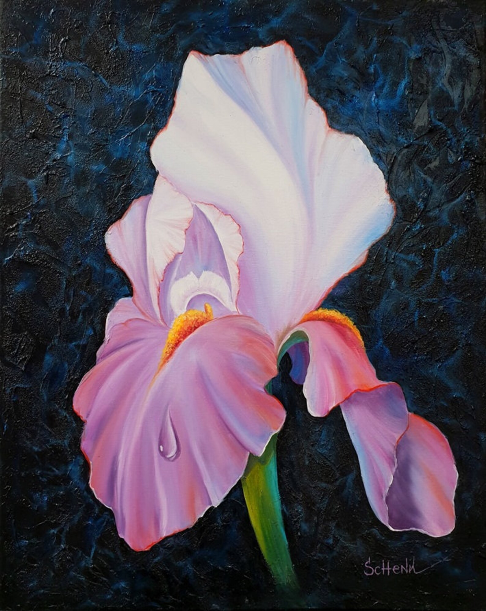 Iris Oil Painting Floral Wall Art Flower Textured Painting - Etsy
