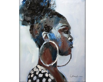 Black girl art painting African American afro woman equality art on canvas black girl magic African female art black portrait feminism art