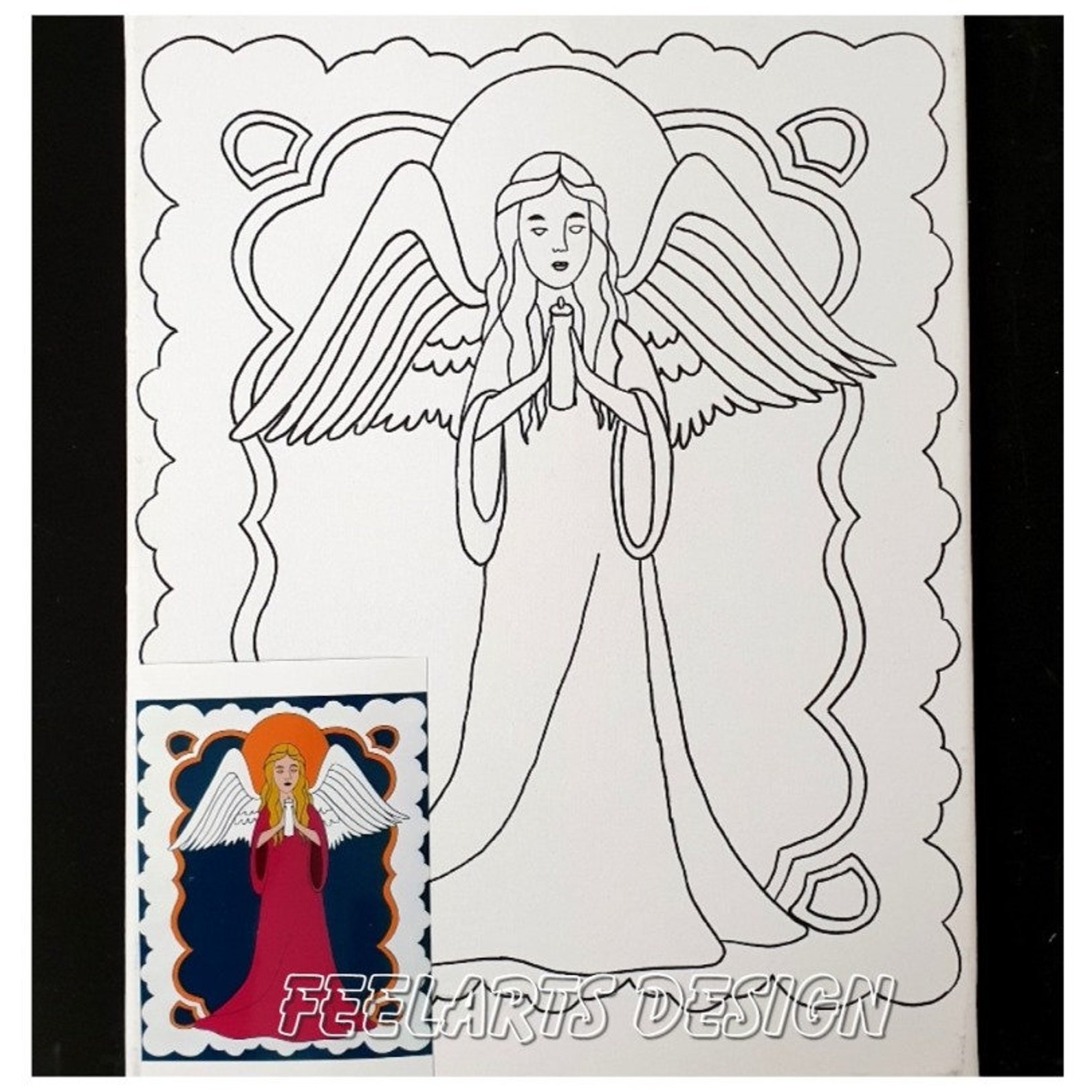 Paint by number kit Angel Paint and sip set Acrylic paint Etsy