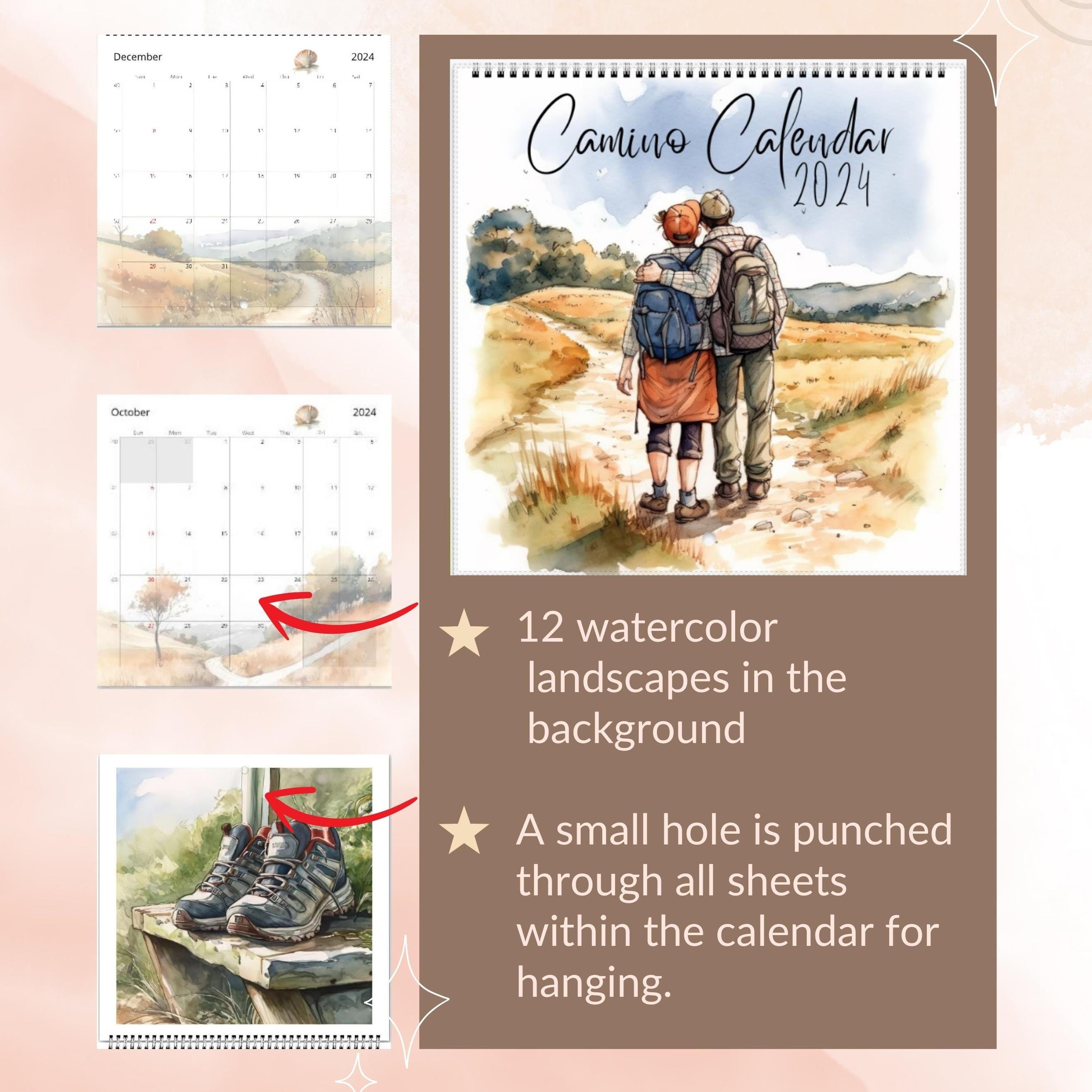 Camino De Santiago Watercolor Illustrated Wall Calendar 2024, Travel ...
