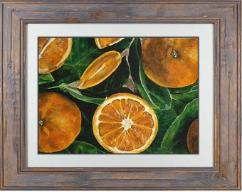 Citrus wall art lemon tree painting Orange fruit art Lemon watercolor original painting Lemon print