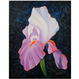Iris oil painting floral wall art flower textured painting original classical painting on canvas 16x20&quot; Above bed art