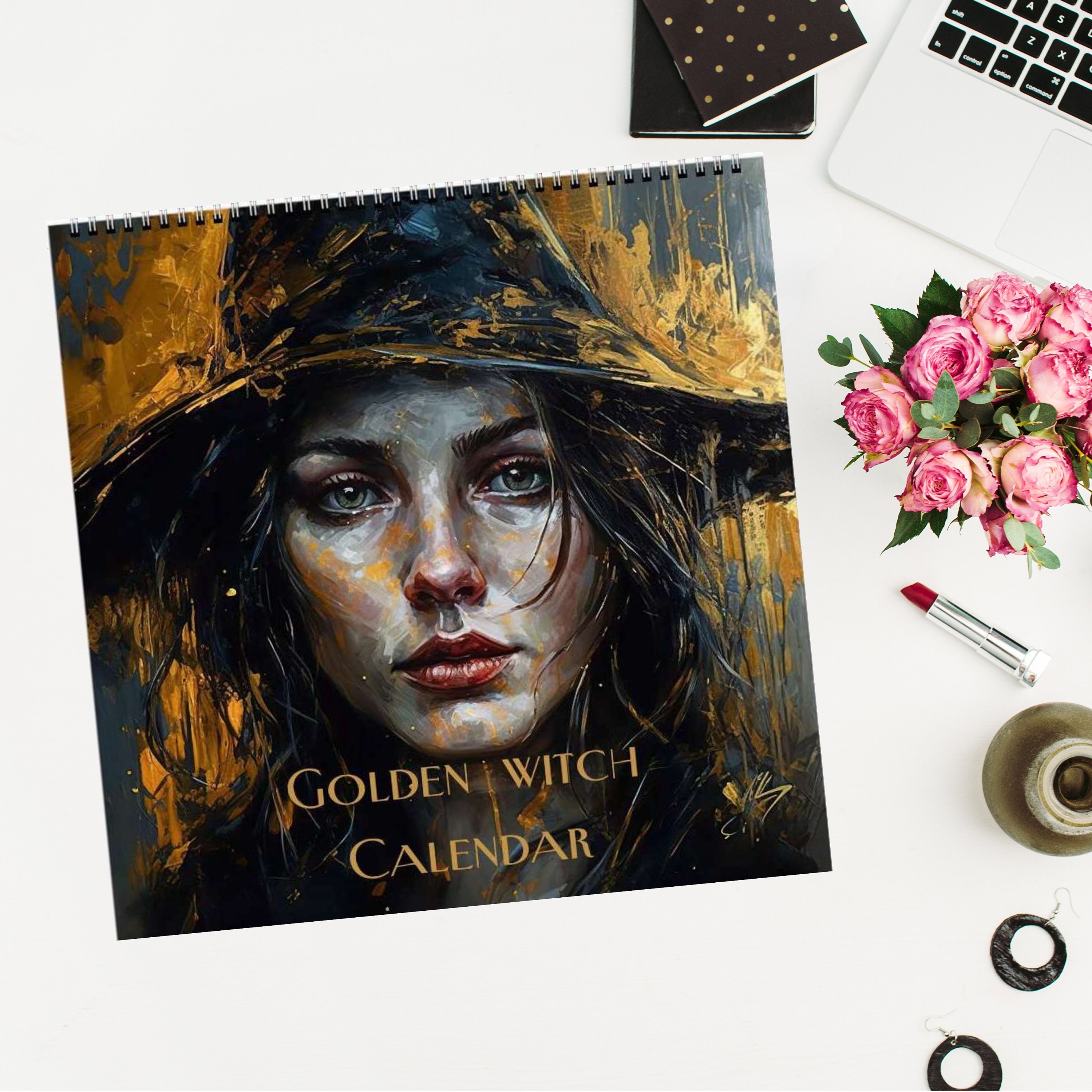 Golden Witch Moon Phases 2024 Lunar Wall Calendar Wiccan Etsy