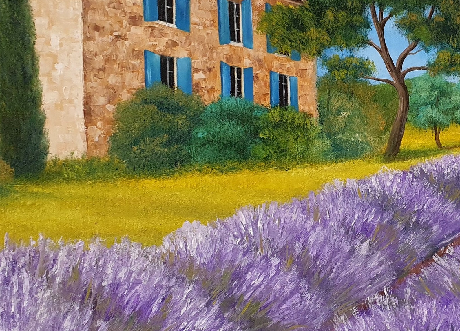 Tuscany Painting Italian Wall Art Lavender Floral Oil Painting Vintage