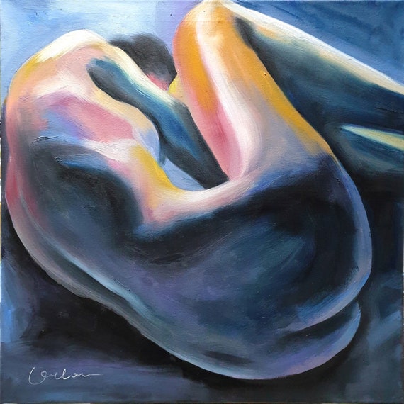 Erotic wall art female body painting Naked Sex Nude lady butts  