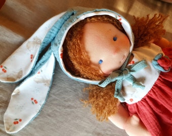 Cloth doll according to Waldorf style, baby doll, textile doll, souvenir, soft doll, Waldorf doll, Easter, Waldorf-inspired, bunny doll with dress