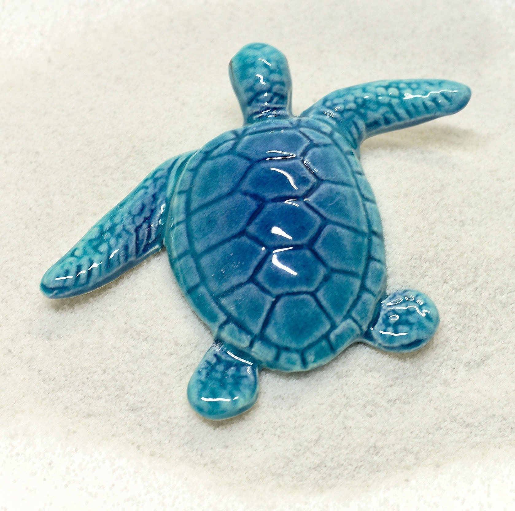 Statuette De Tortue En Céramique - Vert - XXIe Siècle - Occasion En Bel état