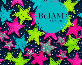3D Neon Stars Safe Swim Seamless Pattern Repeating File for Fabric Sublimation Download Digital Paper Scrapbook Surface Design Wallpaper