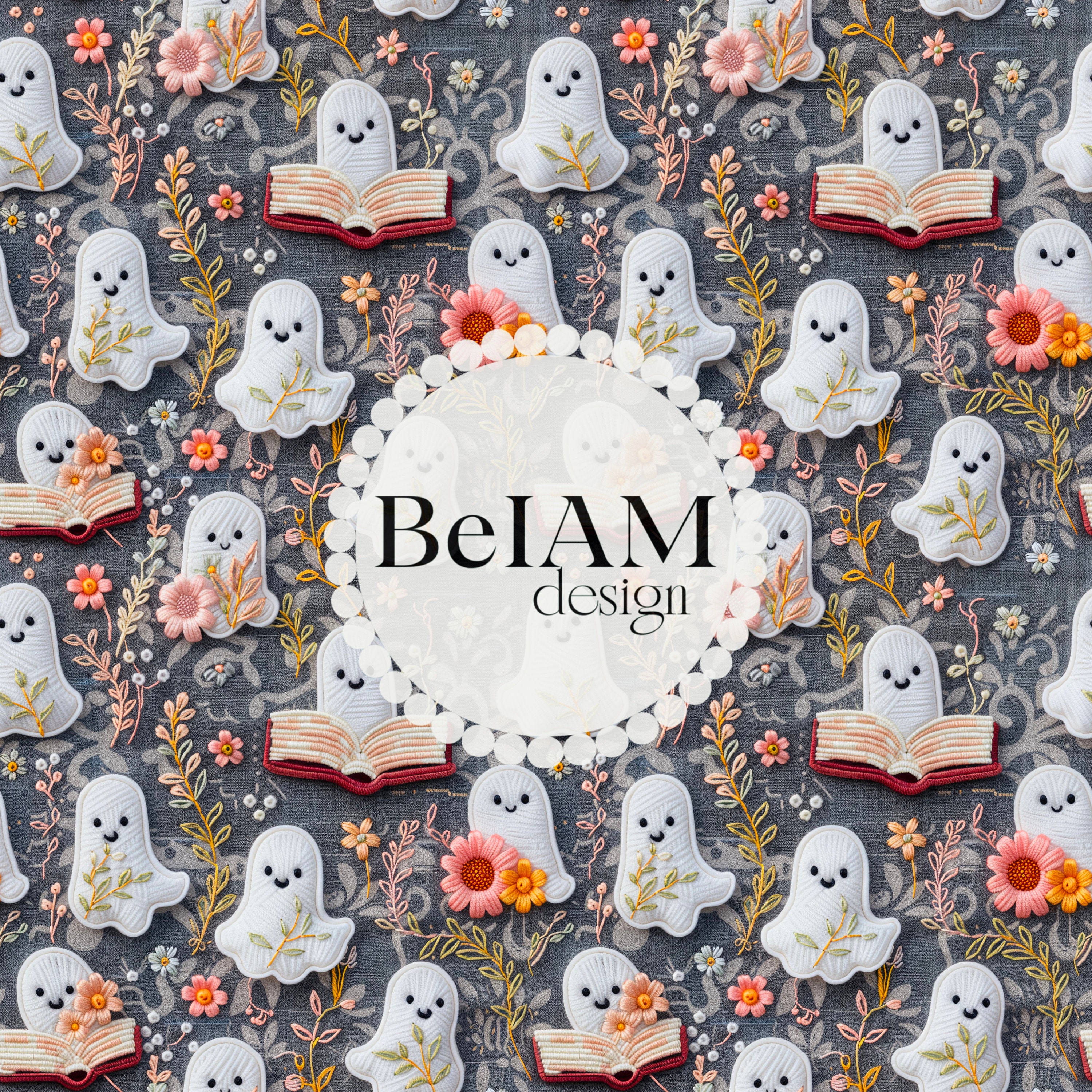 3D Bookish Print Spooky Cute Seamless Pattern Repeating File Fabric ...