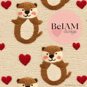 Gestrickte Textur Valentinstag Otter Nahtlose Muster-Wiederholungsdatei für Stoff Sublimation Otter Liebe Digitale Papier Handwerk Tumbler Design Tapete