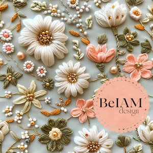 3D Cottagecore Floral Seamless Pattern Powtarzający się plik do sublimacji tkanin Natychmiastowe pobieranie Cyfrowy papier Scrapbook Surface Design Journal