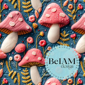 3D Cottagecore Mushrooms Seamless Pattern Repetindo Arquivo para Tecido Sublimação Cogumelo Digital Papel Artesanal Tumbler Design Papel de Parede