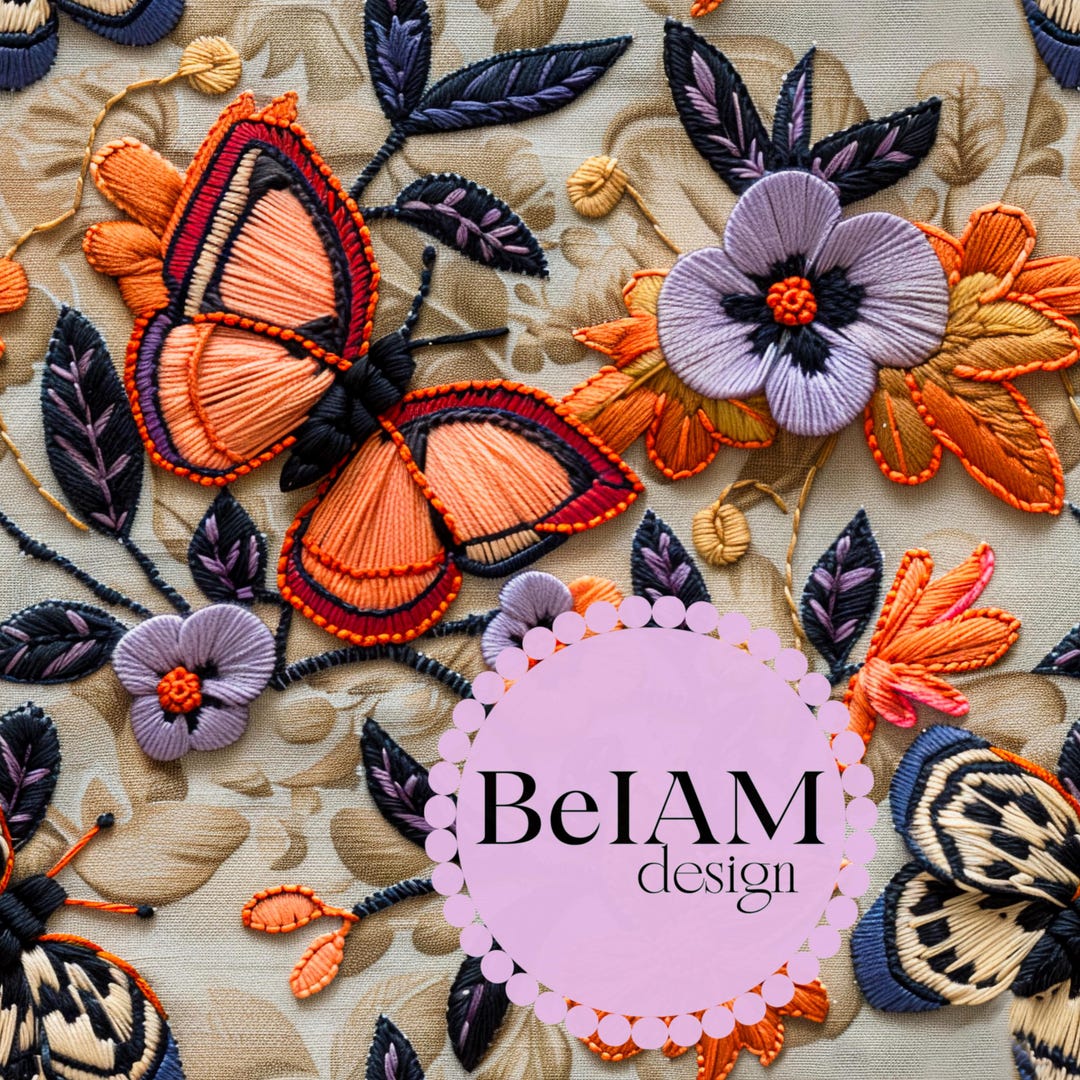 3D Fall Butterfly Floral Seamless Pattern: Fabric Sublimation, Tumbler ...