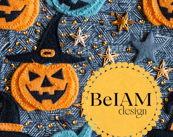 3D Witchy Jack o Lantern Seamless Pattern: Spooky Halloween Fabric Design (Digital Download)