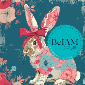 Motif répétitif de fichier sans couture de lapin floral de Pâques pour la conception de surface de fichier sans couture de fichier de lapin de papier numérique de ressort personnalisé de tissu de sublimation de ressort